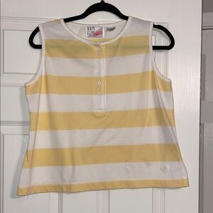Yellow & White Striped Sleeveless Tank Top